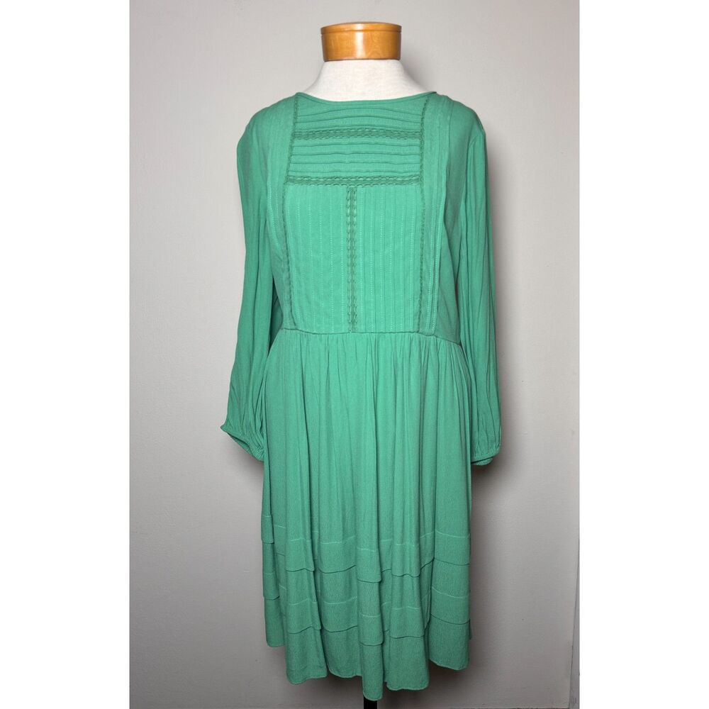 Ann Taylor Tiered Midi Dress Mint Green Size 12 NWT Long Sleeve Boho